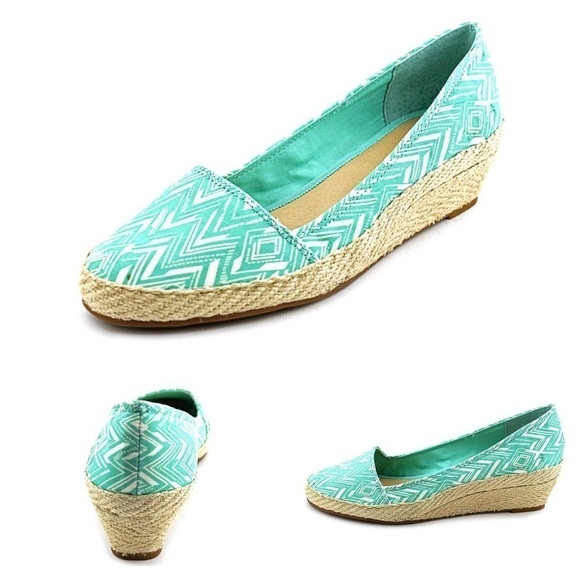 Lucky Brand Shoes - Lucky Brand Tomlinn Canvas Green Espadrille Wedge